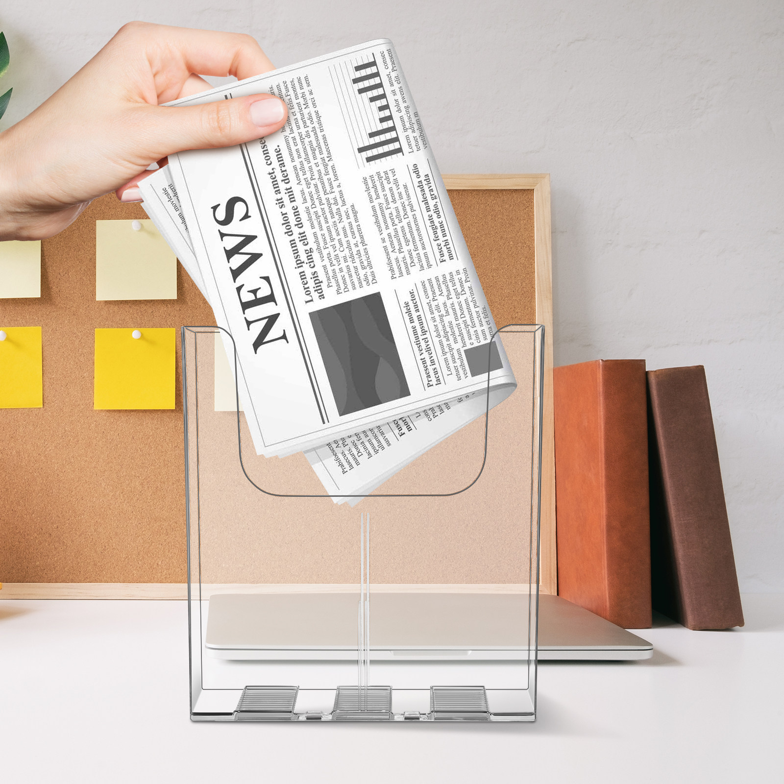 Magazine Holder Rack - 2 Adet Duvar Tipi Şeffaf Akrilik